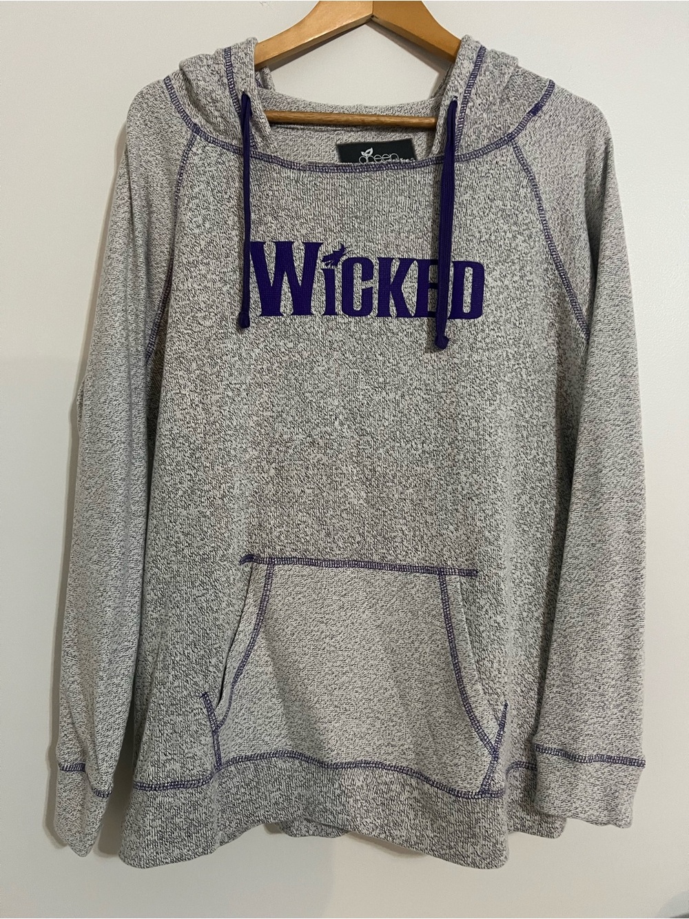 Like New Wicked 'Green for Good' Gray Purple Hoodie - Size L